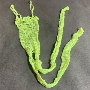 New Raul Rofe Lingerie bright yellow, fishnet, crotchless body suit. One size